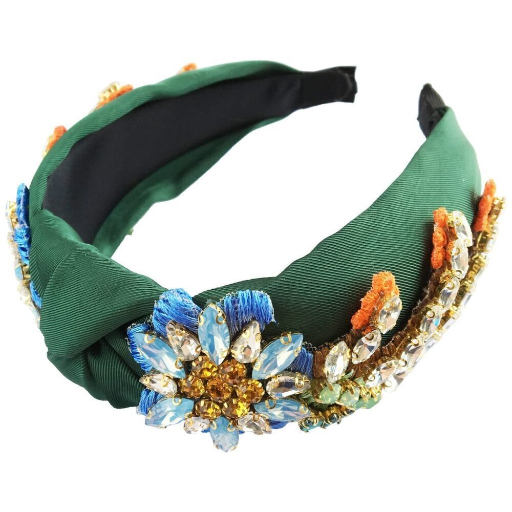 Women's Satin Rhinestone Headband Baroque Style Embroidered Hair Accessory